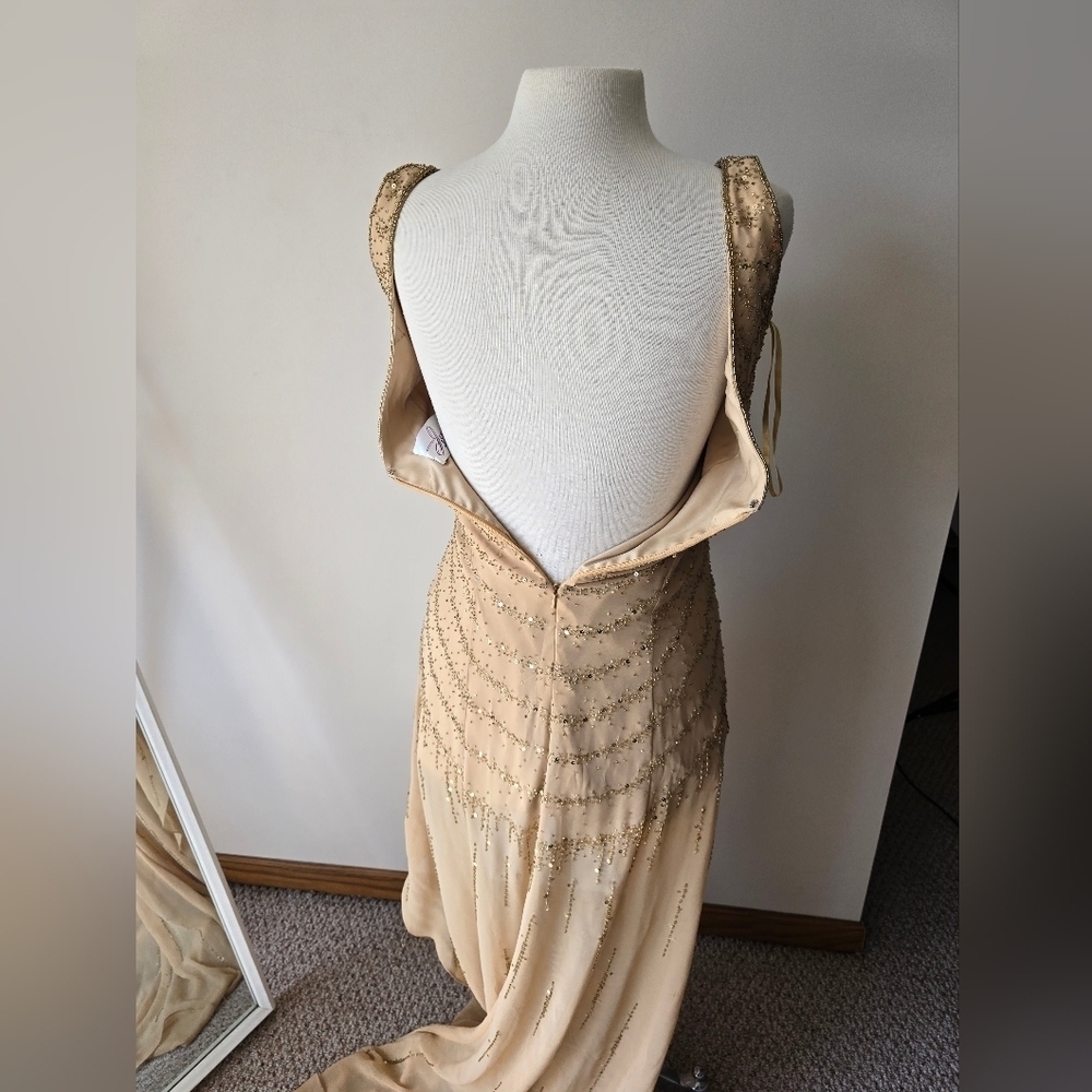 Vintage 2000s Jasz Couture Adagio Bella Gold Sequin Formal/Prom Dress Size 8. - Picture 2 of 7
